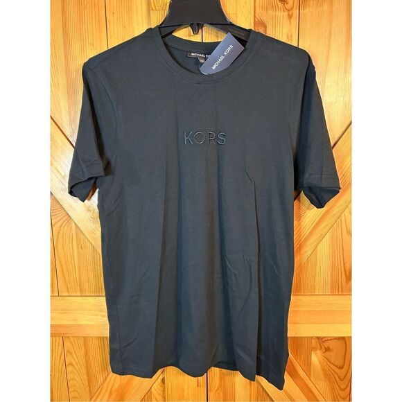 Michael Kors Short Sleeve Black T Shirt Embroidered Logo Size Medium nwt (0125) - Picture 1 of 6